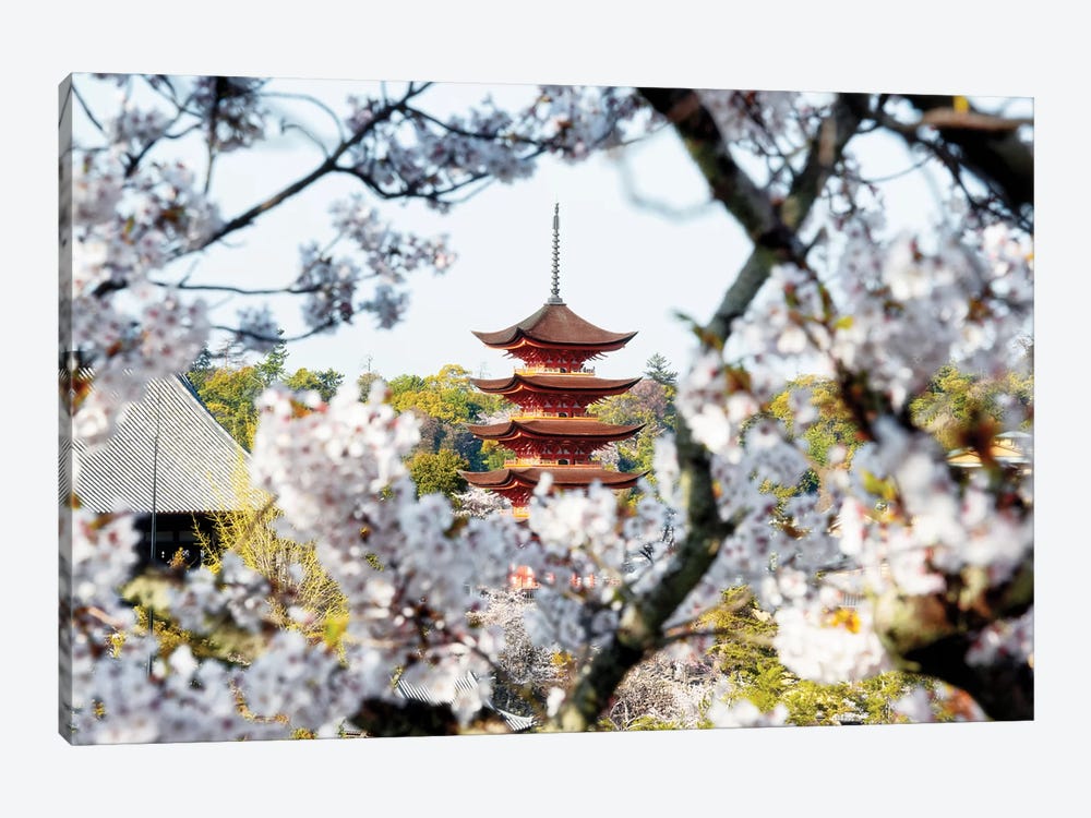Beautiful Pagoda And Sakura In Miyajima by Philippe Hugonnard 1-piece Canvas Artwork