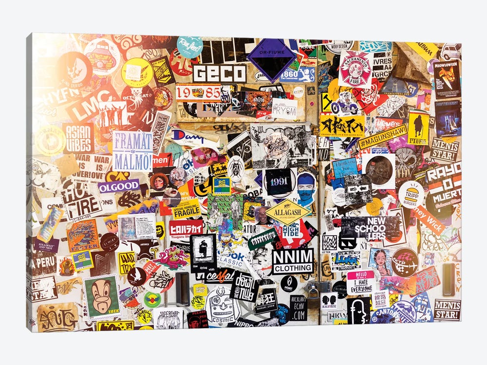 Sticker Wall In Tokyo by Philippe Hugonnard 1-piece Canvas Artwork
