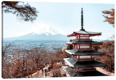 Mt. Fuji With Chureito Pagoda Canvas Art Print - Pagodas