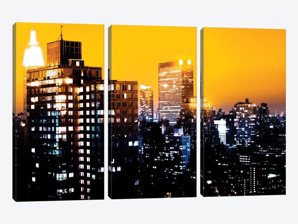 Yellow Night - NYC by Philippe Hugonnard 3-piece Canvas Print