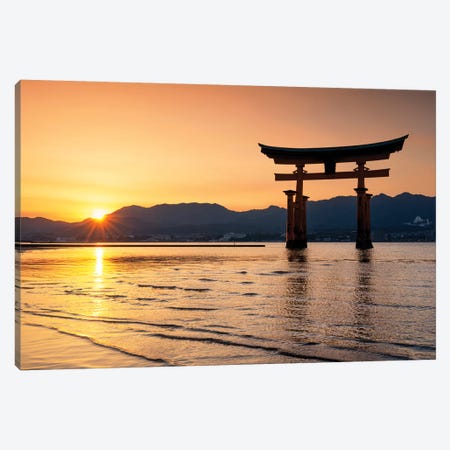 Miyajima Torii Sunset II Canvas Print #PHD933} by Philippe Hugonnard Canvas Wall Art