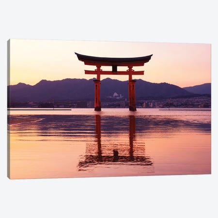 Sunset Of Torii Gate In Miyajima Canvas Print #PHD934} by Philippe Hugonnard Art Print