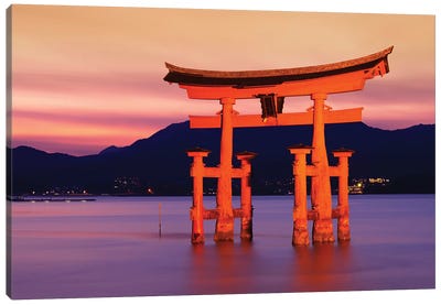Sunset Of Torii Gate In Miyajima III Canvas Art Print - Japan Art