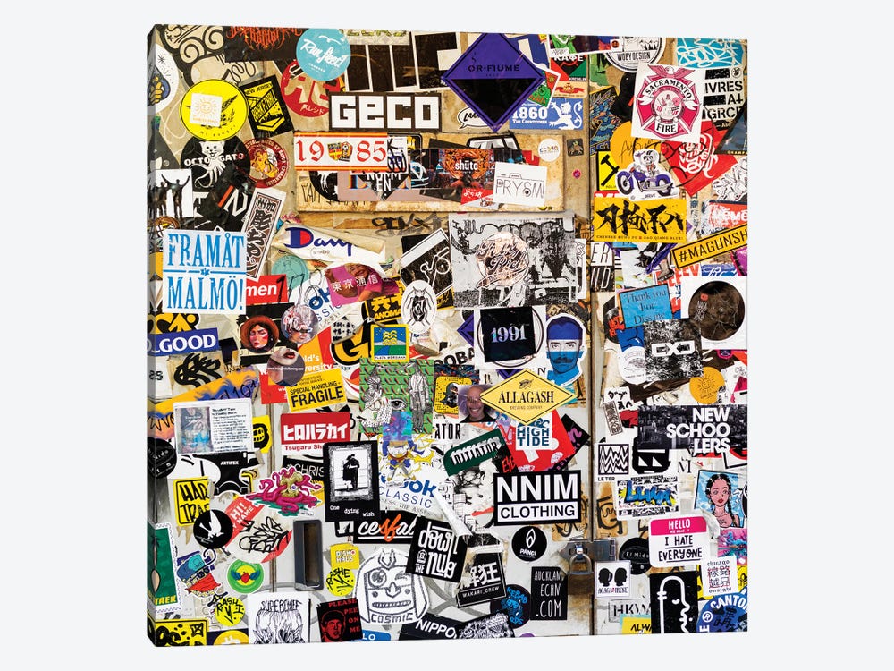 Sticker Wall In Tokyo by Philippe Hugonnard 1-piece Canvas Print