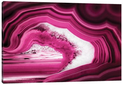 Slice Of Pink Agate Canvas Art Print - Agate, Geode & Mineral Art