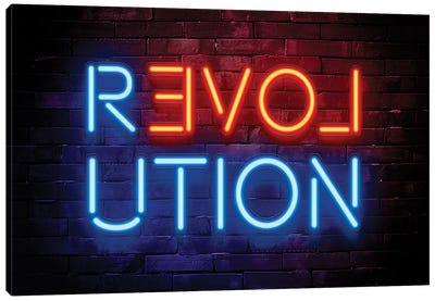 Revolution Canvas Art Print - Neon Typography