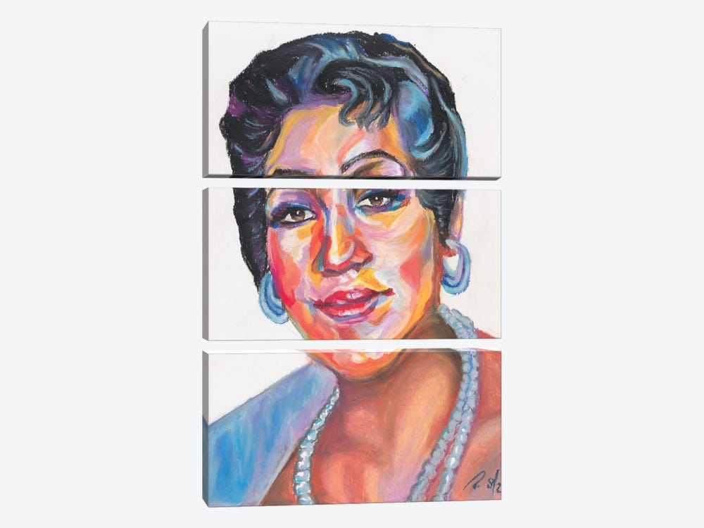 Aretha Franklin - The Queen Of Soul by Petra Hoette 3-piece Canvas Artwork