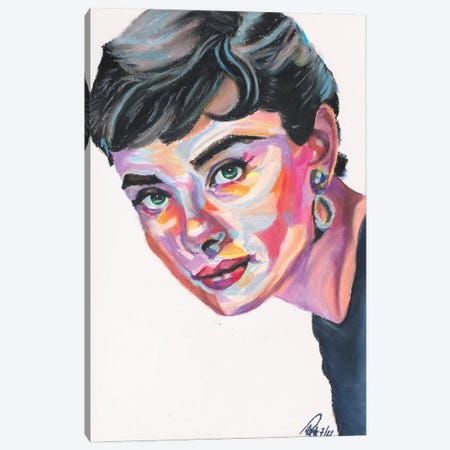 Audrey Hepburn Canvas Print #PHE4} by Petra Hoette Canvas Art