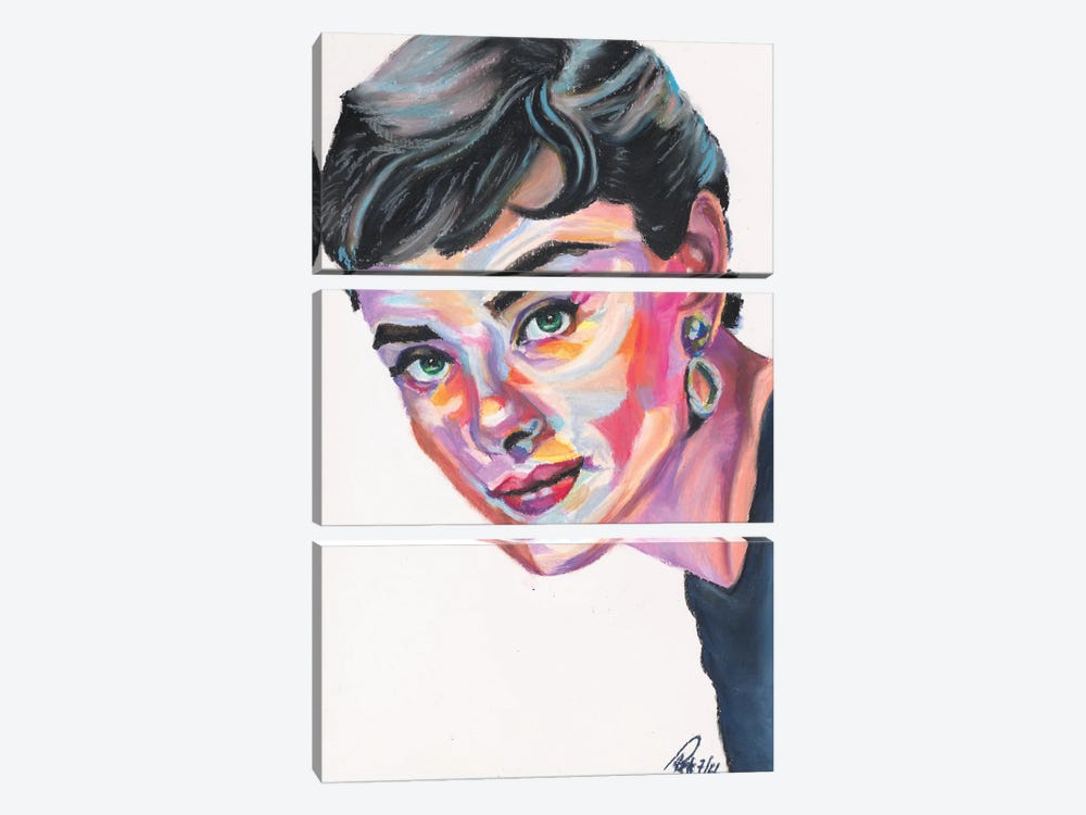 Audrey Hepburn by Petra Hoette 3-piece Canvas Art Print