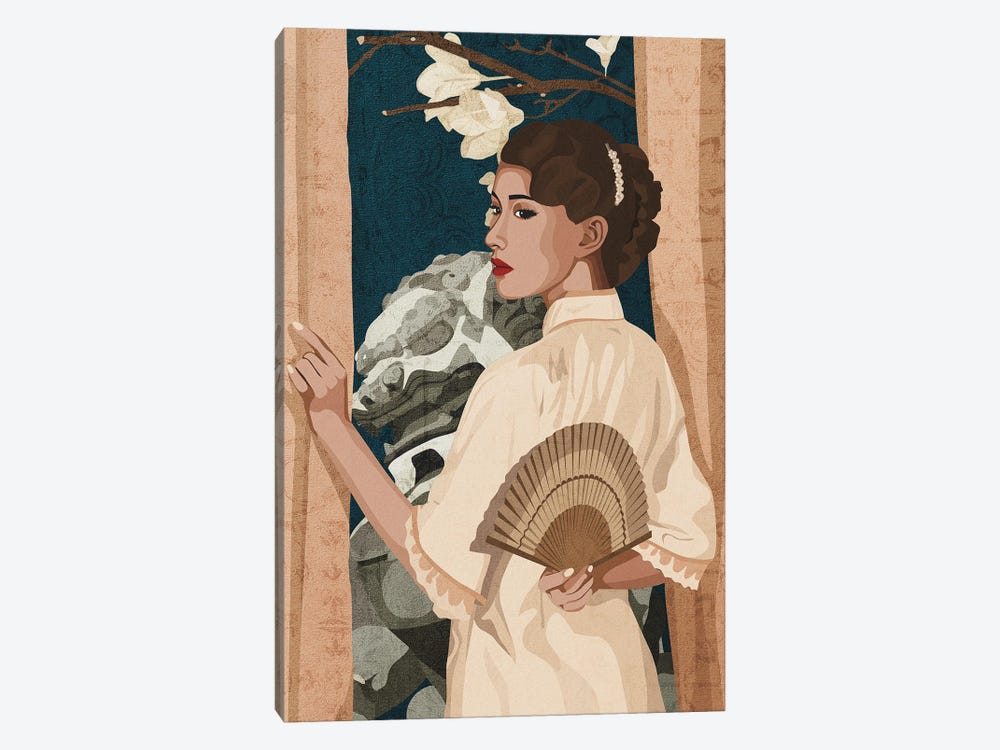 Chinese Beauty By The Window by Phung Banh 1-piece Canvas Print