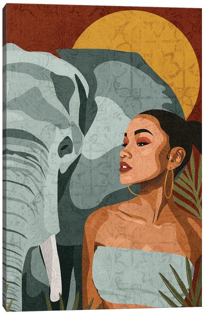 Connecting With Nature | Elephant Canvas Art Print - Phung Banh