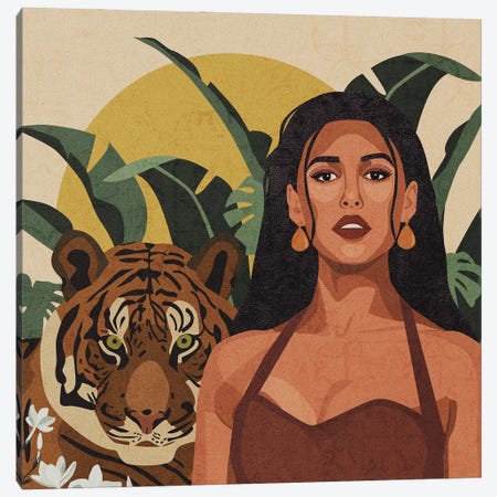 Connecting With Nature | Tiger Canvas Print #PHG30} by Phung Banh Canvas Art
