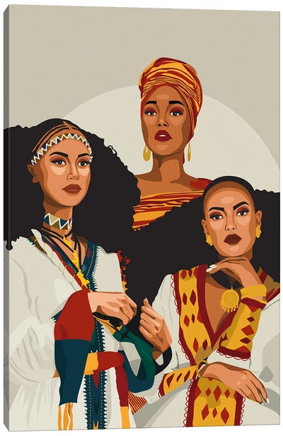 African Trio | Ethiopian, Somalia, Habesha Canvas Art Print - Women's Empowerment Art
