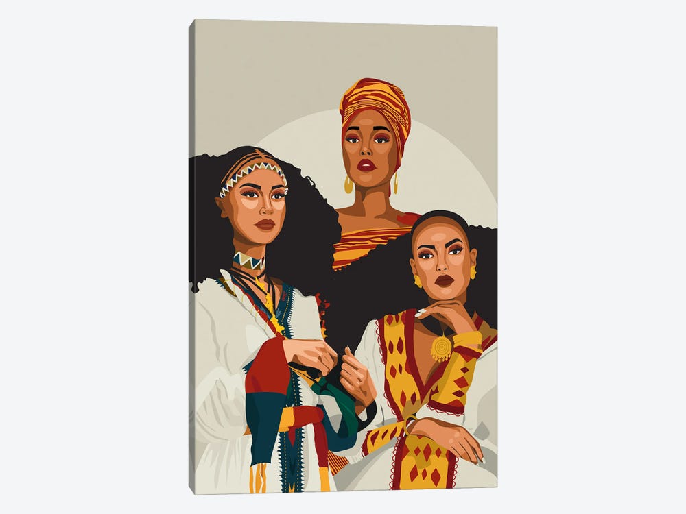 African Trio | Ethiopian, Somalia, Habesha by Phung Banh 1-piece Canvas Art
