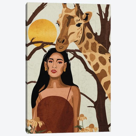 Connecting To Nature | Giraffe Canvas Print #PHG44} by Phung Banh Canvas Art