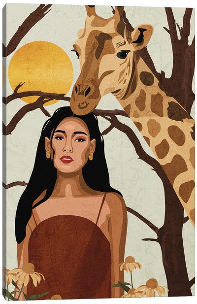 Connecting To Nature | Giraffe Canvas Art Print - Phung Banh