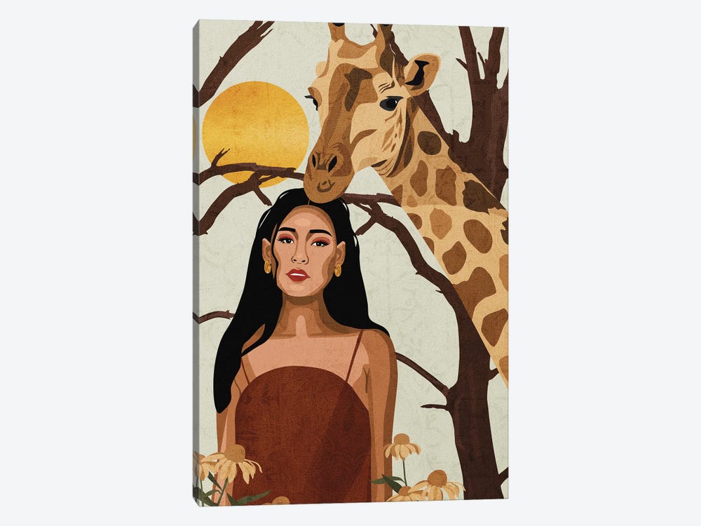 Connecting To Nature | Giraffe by Phung Banh 1-piece Canvas Art