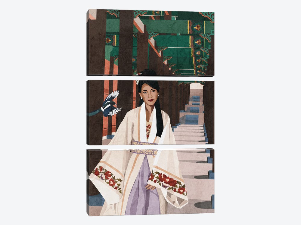 Korean Beauty | Hanbok by Phung Banh 3-piece Canvas Print