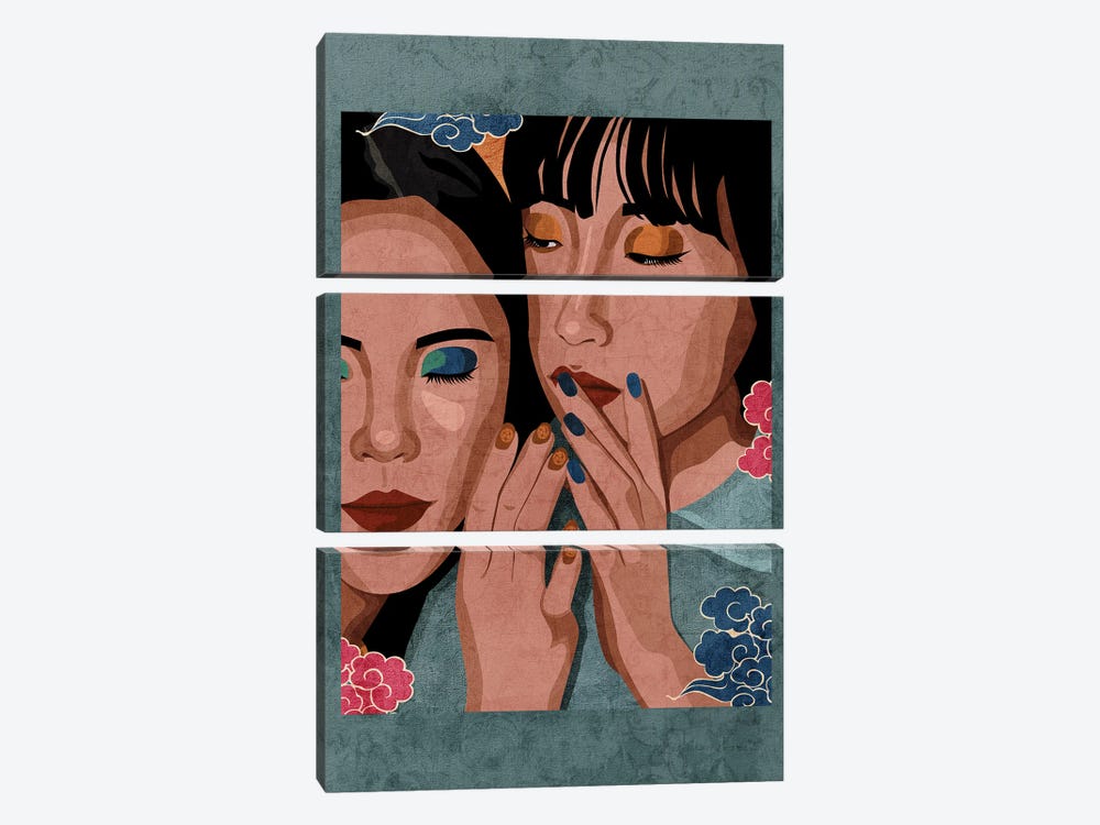 Gossips And Whispers by Phung Banh 3-piece Canvas Art Print