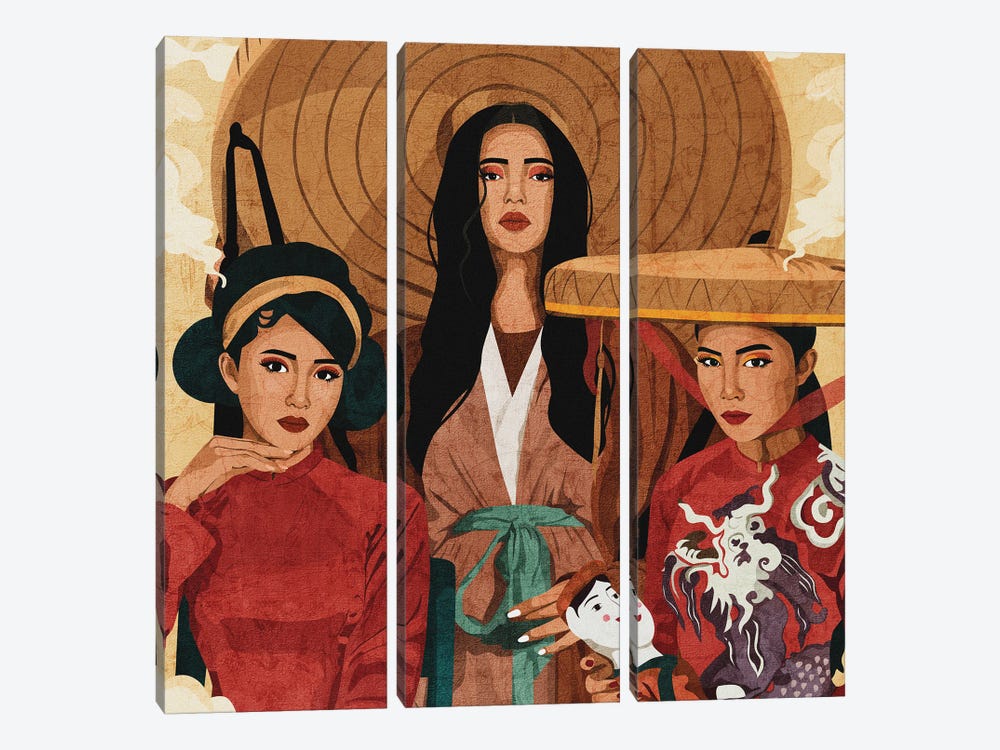 Generations Of Vietnamese Women by Phung Banh 3-piece Canvas Print