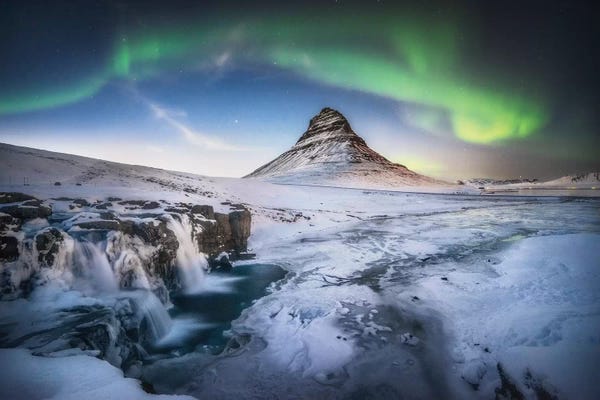 Iceland: Kirkjufell Aurora Wall Art In Iceland by Philippe Manguin