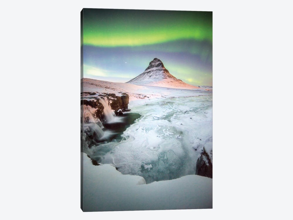 Kirkjufell Green Arch In Iceland by Philippe Manguin 1-piece Art Print