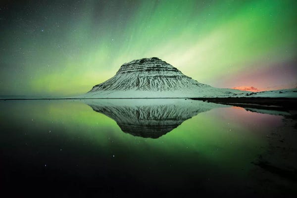 Kirkjufell: Kirkjufell Profile View In Iceland Aurora Wall Art by Philippe Manguin