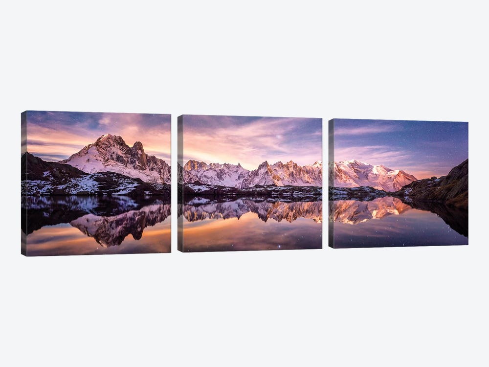 Lac Des Cheserys Panoramic - French Alpes by Philippe Manguin 3-piece Canvas Print