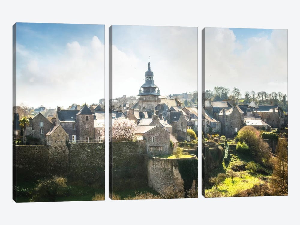Moncontour Old Village In Brittany by Philippe Manguin 3-piece Canvas Art