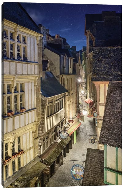 Mont Saint Michel - Grande Rue Canvas Art Print - Normandy