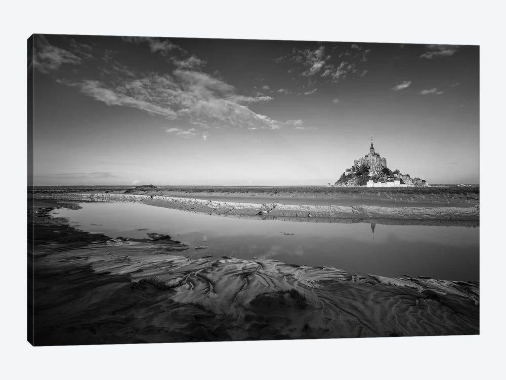 Mont Saint Michel Black And White by Philippe Manguin 1-piece Canvas Wall Art
