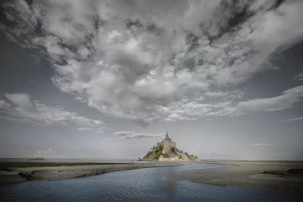 Normandy: Mont Saint Michel Mix Black And White w Color by Philippe Manguin