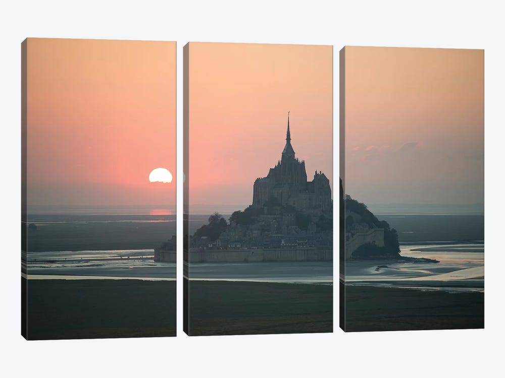 Mont Saint Michel Sunset by Philippe Manguin 3-piece Canvas Art