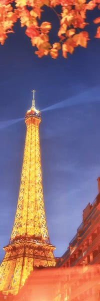 Panoramic Red Eiffel Tower