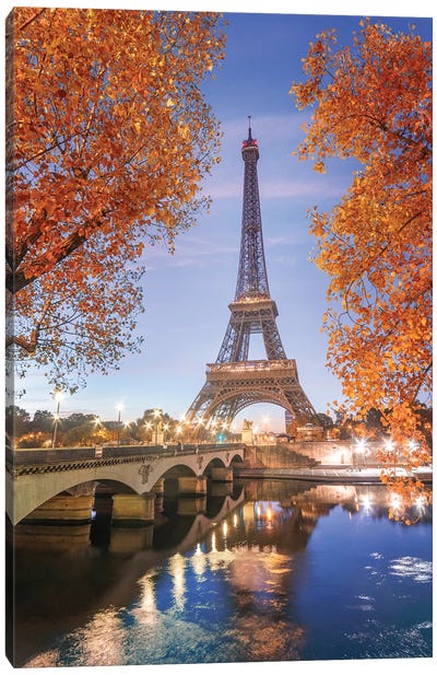 Paris Eiffel Tower - Red Touch Canvas Art Print