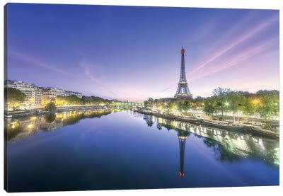 Paris Sunrise On The Seine Canvas Art Print - Paris Photography