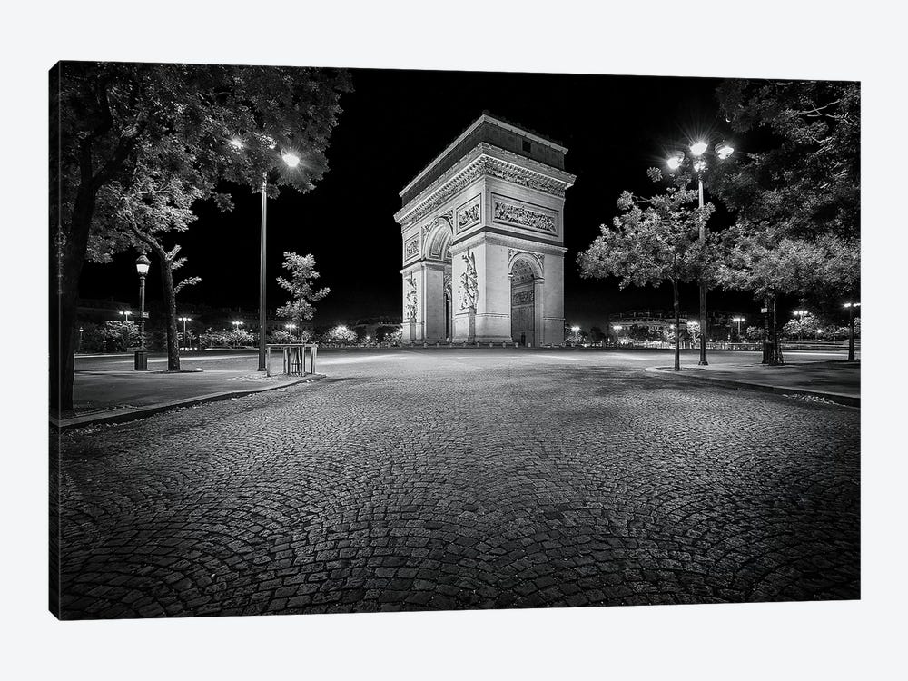 Paris, Arc De Triomphe In Black And White by Philippe Manguin 1-piece Canvas Art