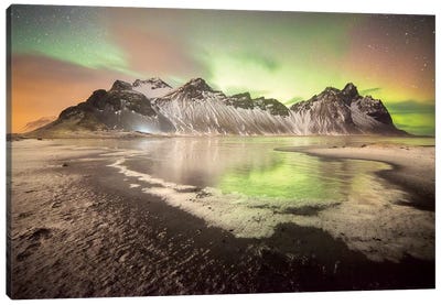 Stokksnes Iceland Nights Canvas Art Print - Aurora Borealis Art
