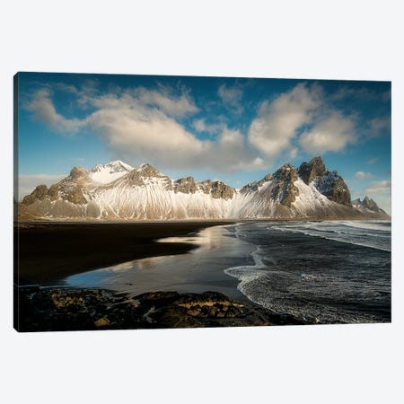 Stokksnes Mountain And Beach In Iceland Canvas Print #PHM193} by Philippe Manguin Canvas Art