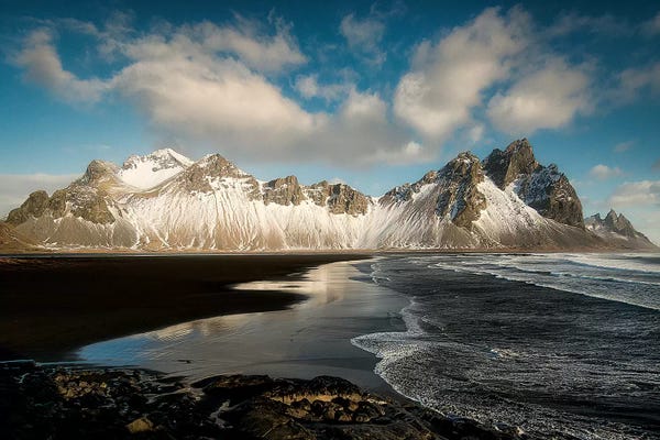 Snowy Mountains: Stokksnes Mountain And Beach In Iceland by Philippe Manguin