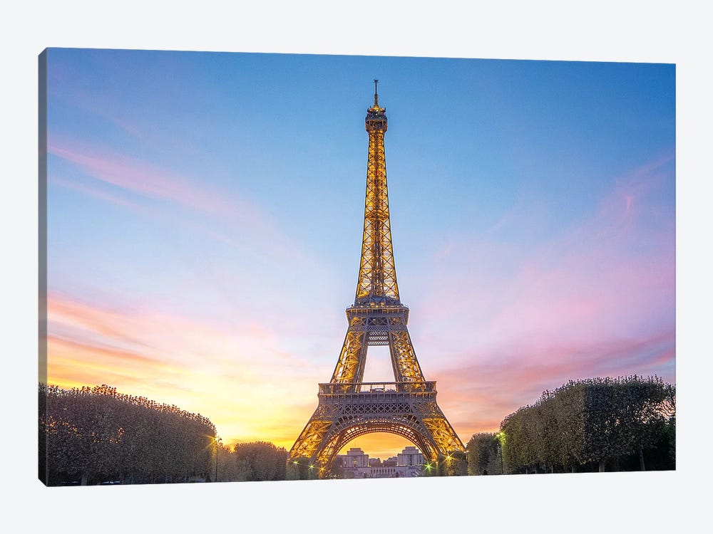 Sunset On The Eiffel Tower In Paris by Philippe Manguin 1-piece Canvas Art
