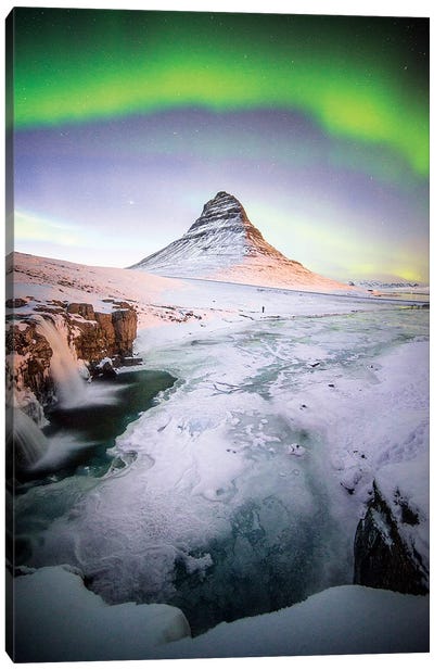 The Kirkjufell Green Arch In Iceland Canvas Art Print - Snaefellsnes