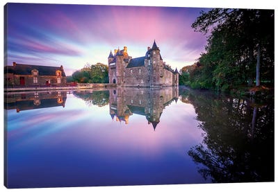 Trecesson Old French Castle Canvas Art Print - Cloudy Sunset Art