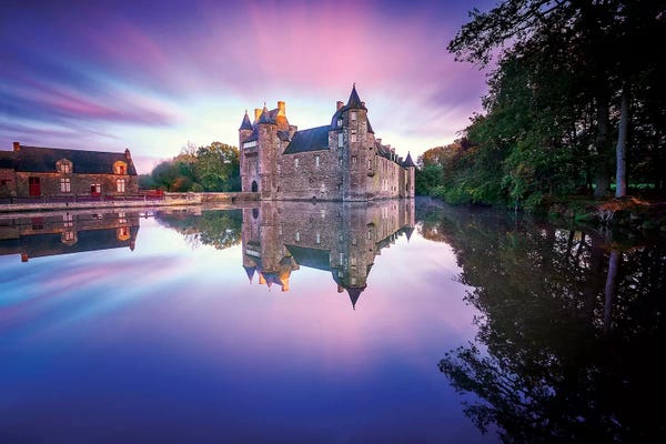 Cloudy Sunsets: Trecesson Old French Castle by Philippe Manguin