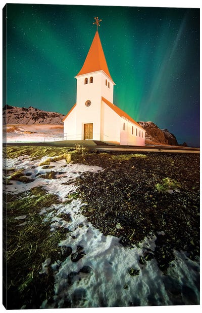 Vik Church In Iceland Canvas Art Print - Philippe Manguin