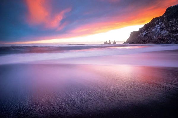 Cloudy Sunsets: Vik Sunset Iceland by Philippe Manguin