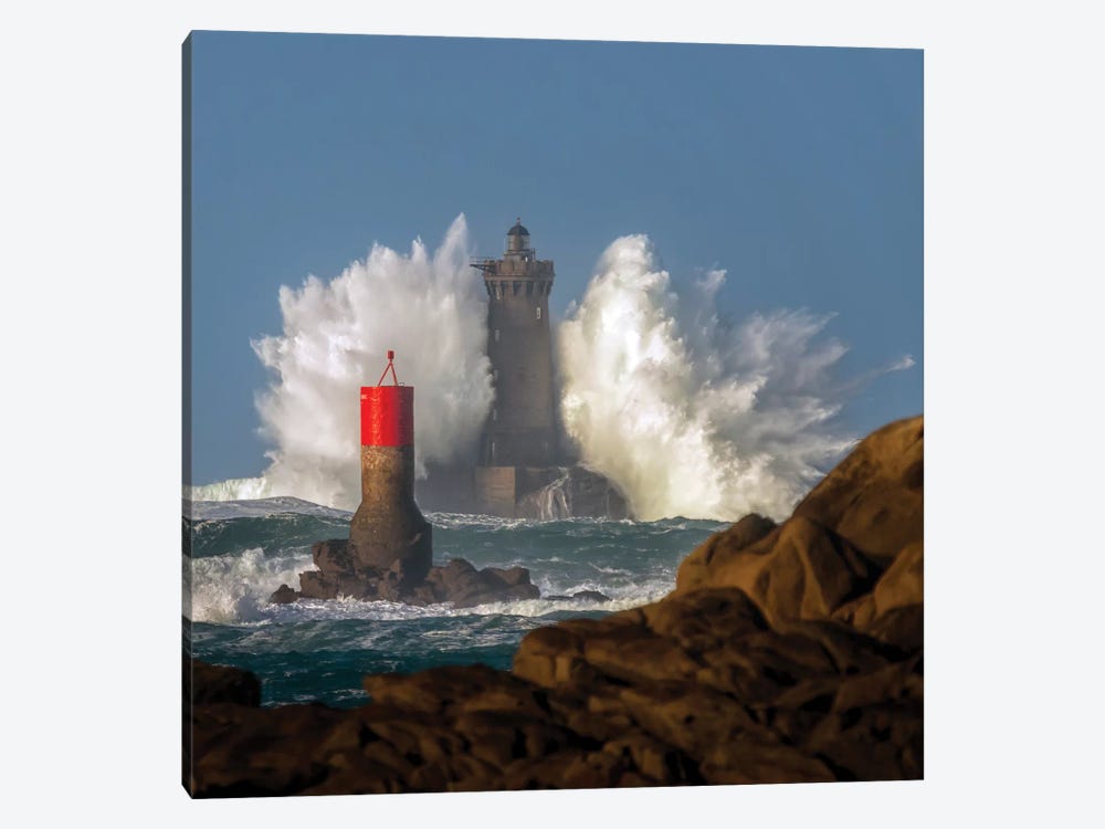 Big Wave On Lighthouse by Philippe Manguin 1-piece Canvas Artwork