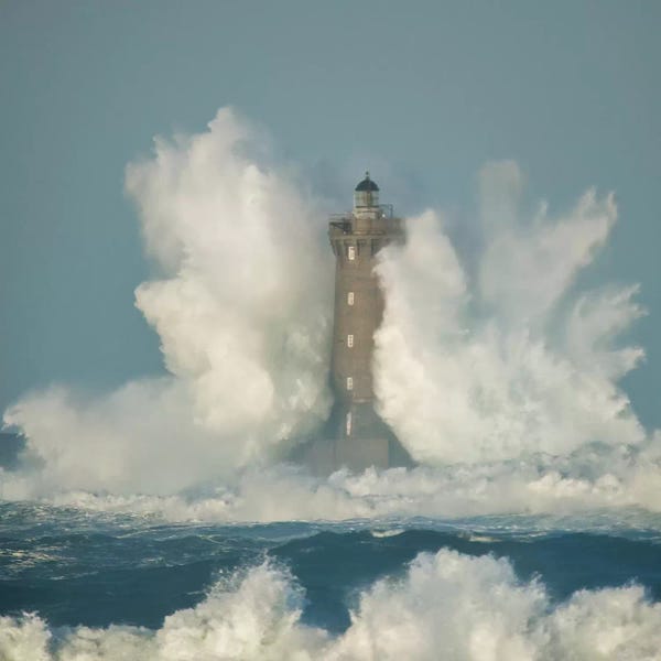 Lighthouses: Big Wave On The Lighthouse by Philippe Manguin
