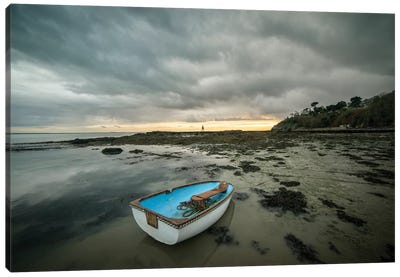 Cancale Sea Shore In Bretagne Canvas Art Print - Rowboat Art