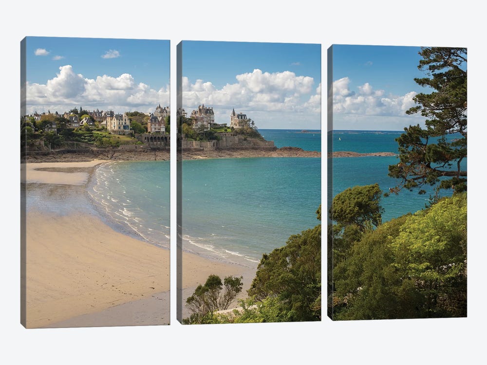 Dinard Beach In Bretagne by Philippe Manguin 3-piece Canvas Art Print